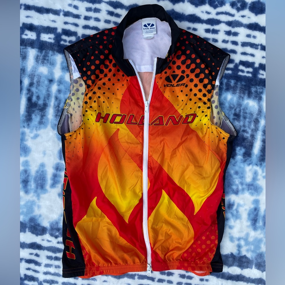Voller HOLLAND Mens Medium RipStop Cycling Vest Jacket Short Sleeve Vent Insets